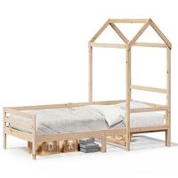 cama individual  sofa cama con techo de madera maciza de pino 80x200 cm cfw34430