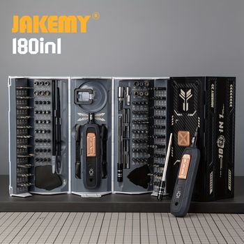 JAKEMY Juego de destornilladores magnéticos 180 en 1 - Brocas de precisión Kit de destornillador eléctrico Gafas para iPhone Herramienta de reparación de relojes para computadora portátil