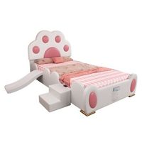 cama infantil con tobogan y escalera cama tapizada 90x200 de pu cama individual rosa y blanca