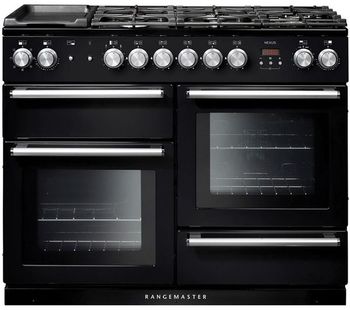 Rangemaster Nexus NEX110DFFBL/C 110 cm Dual Fuel Range Cooker - Black & Chrome, Black