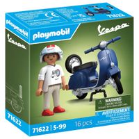 playmobil 71622 moto vespa 150 sprint veloce de 1969 azul con rueda de repuesto desmontable