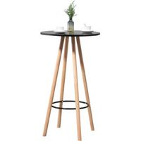mesa alta redonda con reposapies altura 107 cm en mdf negro diseno escandinavo tab10069