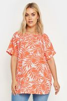 yours camiseta amplia naranja estampado tropical mujer curvy y tallas grandes yours