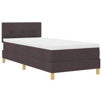 Cama Box Spring Led Marrón Oscuro 100 X 200 Cm Tela Vidaxl