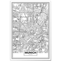 panorama cuadro enmarcado mapa de ciudad munich 50x70 cm