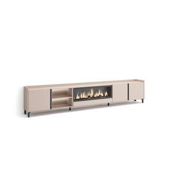 Mueble Tv Bobadilla-02 Con Chimenea Y Luces Led