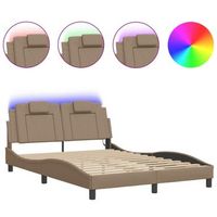 estructura de cama con led cuero sintetico capuchino 140x200 cm vidaxl