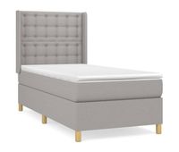cama box spring con colchon tela gris claro 90x190 cm botones