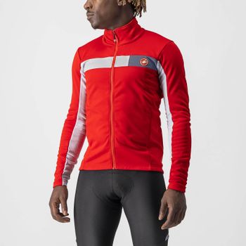 Castelli Mortirolo 6S Jacket - L - Red/Silver Gray-Silver Reflex