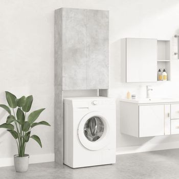 Armario De Almacenamiento | Armario De Lavadora Gris Hormigón 64x25,5x190 Cm Cfw740329