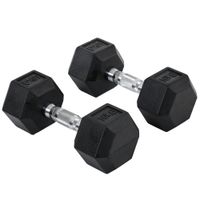 homcom juego de mancuernas 10kg cu con barra de conexion cabeza hexagonal ideal para entrenamiento de fuerza en casa negro y plata   aosom espana