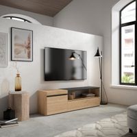 mueble tv efecto madera roble y negro 150x35x45cm