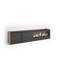 mueble tv moclinejo-01 con chimenea y luces led integradas