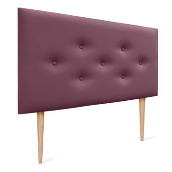 Dhome Cabecero De Polipiel Con 3 Hileras Intercaladas De Botones Y Patas Cabezal Tapizado Cama Lujo (vino Tinto, 105cm)