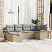 set de sofas de jardin de 6 piezas con cojines beige de ratan poliester v0820 unico  gris