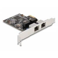 tarjeta de red delock pci express x1 2x rj45 gigabit lan 1000 mbps plata