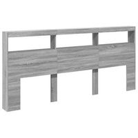 cabecero cama mueble de dormitorio de cama con luz led sonoma 220 x 17 x 102 cm gris m020004622
