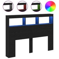 cabecerorcabecero de camarpanel de cabecera de cama con led roble negro 140x17x102 cm