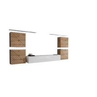 conjunto de muebles para salon switch iv colores roble wotan y blanco acabados en roble fresado y blanco brillante
