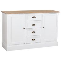 aparador de madera de 4 cajones y 2 puertas blanco