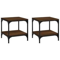2 uds mesas auxiliares  mesita auxiliar  mesa de cafe contrachapada roble marron 40x40x40 cm