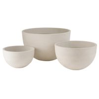 juego de 3 macetas de ceramica beige 60x60x46 cm