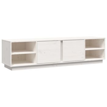 Mueble Tv | Mueble De Salón | Armario Tv Madera Maciza De Pino Blanco 156x40x40 Cm