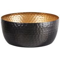 cuenco decorativo negro y dorado de metal redondo nido de abeja decoracion accesorio diseno glam banha