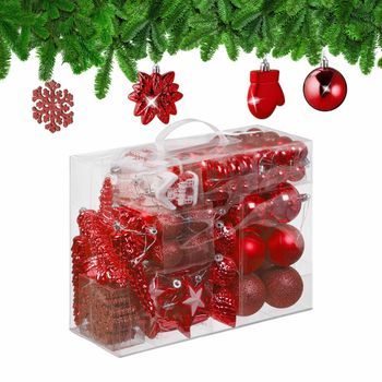 Bolas Para Árbol De Navidad En Paquete De 100 - White/red/silver - 13.5x32x24.5cm