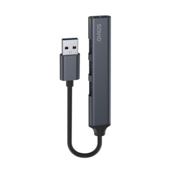 Hub USB Savio AK-70 3 puertos USB 2.0, 1 puerto USB 3.1 Gen 1, aluminio, 18cm