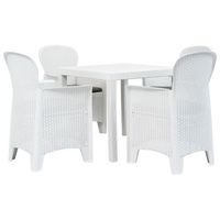 mesa y sillas de jardin 5 piezas plastico blanco aspecto ratan vidaxl