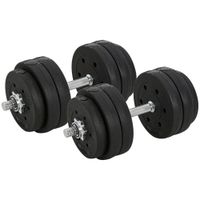 homcom juego de mancuernas ajustable 30kg con barra de conexion de acero juego de pesas para entrenamiento en casa oficina