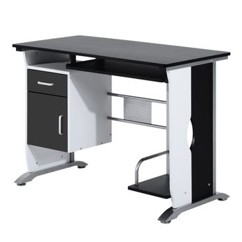 Mesa de ordenador 100x52x75cm negro y plata