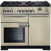 rangemaster professional deluxe 100 dual fuel range cooker - cream  chrome cream