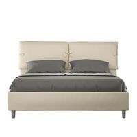 cama sin somier acolchada 160x190 cuero sintetico gris paloma sleeper
