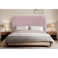 dhome cabecero rosa palo curvo tapizado en pana 160cm con altura 70cm para pared acustico absorbente cabezal cama dormitorio rosa palo 160cm