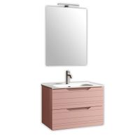 mueble de bano con espejo 4 piezas en mdf rosa empolvado