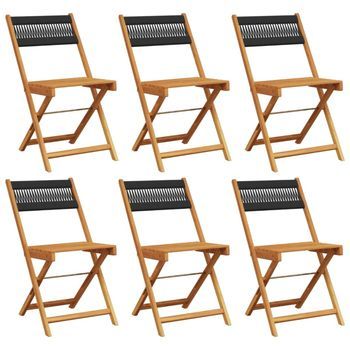 Pack 6 Uds Sillas De Jardín | Silla De Exterior | Sillón Reclinables Madera Maciza Acacia Negro
