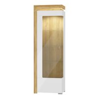 vitrina 1 puerta apertura a la paneles laminados blanco y madera