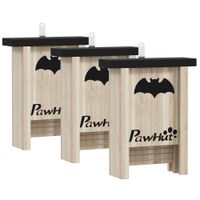 pawhut set de 3 casas para murcielagos cajas de madera para exterior jardin huerto o granja facil de colgar 18x6x225 cm