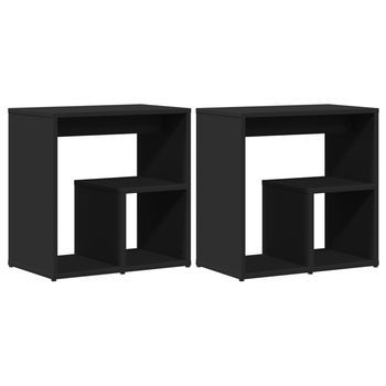 Mesas Auxiliares 2 Uds Madera De Ingeniería Negro 50x30x50 Cm Vidaxl