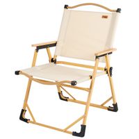 silla plegable alta glamping con estructura de aluminio efecto madera 47x51x77 cm crema