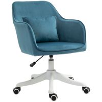 vinsetto silla de oficina terciopelo sillon de oficina con masaje y cojin lumbar integrado altura ajustable giratoria 360 azul   aosom espana