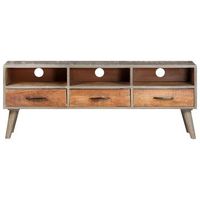 mueble para tv madera maciza de mango rugosa gris 130x35x51 cm