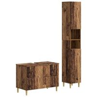 juego de gabinete de bano de 2 piezas delft madera envejecida vidaxl