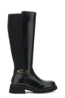 botas de piel con bandas elasticas y cremallera black 37