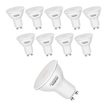 Aigostar Bombilla LED 6W GU10, Luz blanca fría 6500K, 480lm, Esmerilada, no regulable - Caja de 10 unidades