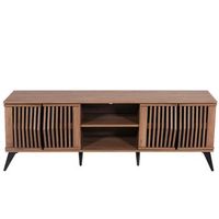 mueble tv con cuatro puertas y seis compartimentos 55 x 166 x 41 cm mdf marron 040007866