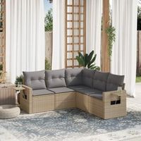 conjunto de sofas jardin con cojines 5 uds  mueble jardin mesa y sillas ratan sintetico beige cfw480590