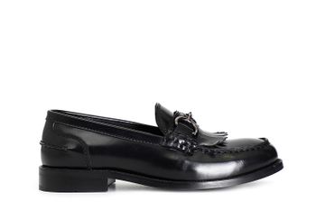 mocasín de mujer en piel cepillada con flecos black 36